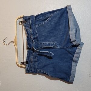 WAX JEANS Belted High Rise Jean Shorts Medium